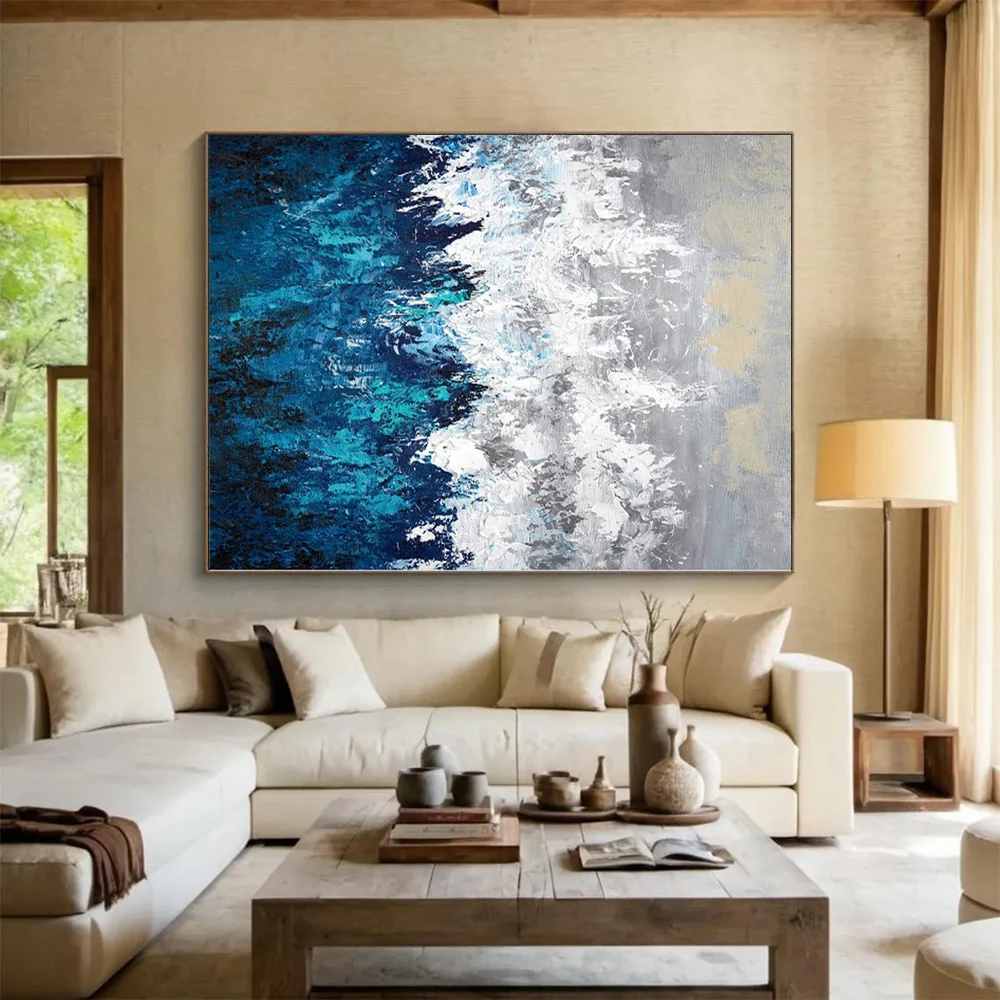 White Original Mountain Landscape Abstract Wall Art QMZC0